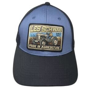 Les Schwab Pride In Agriculture Tractor Trucker Hat Blue Black OS Snapback